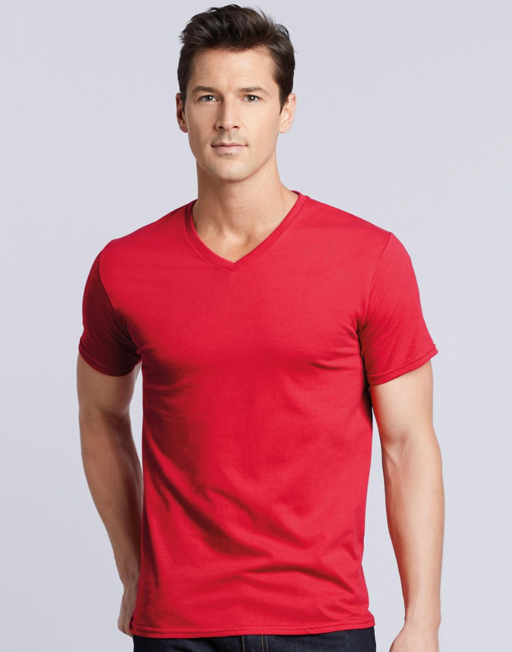 Camisetas manga corta gildan premium cuello v con publicidad vista 1