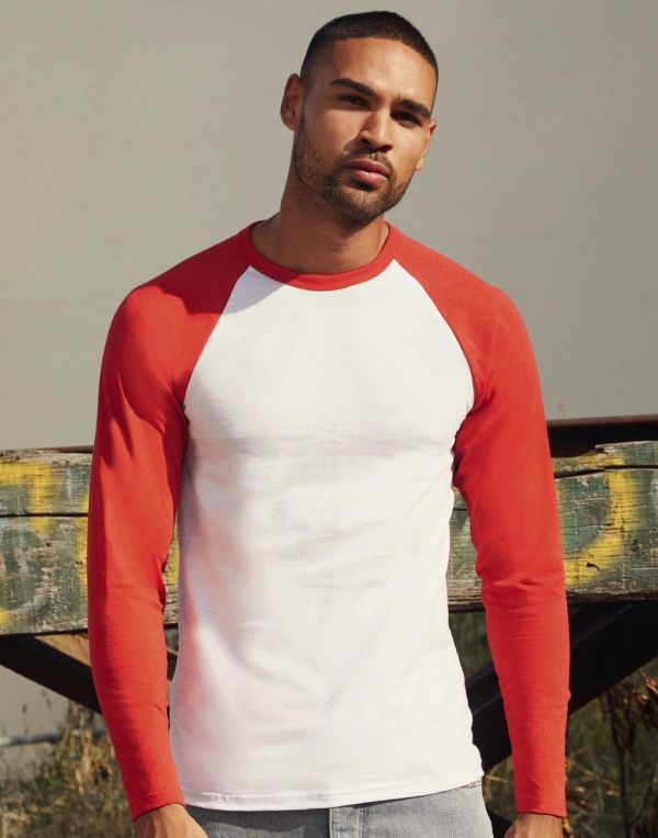 Camisetas manga larga fruit of the loom baseball manga larga con logo vista 1