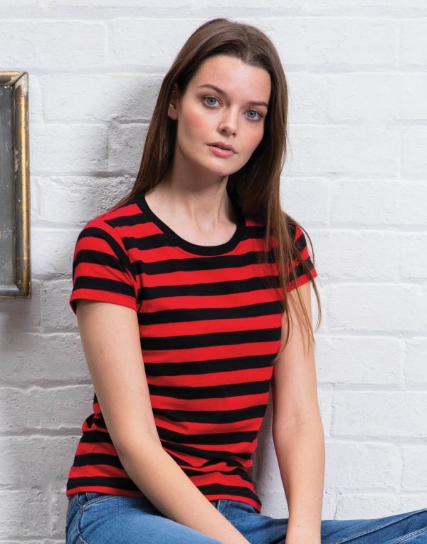 Camisetas manga corta mantis a rayas mujer con impresión vista 1