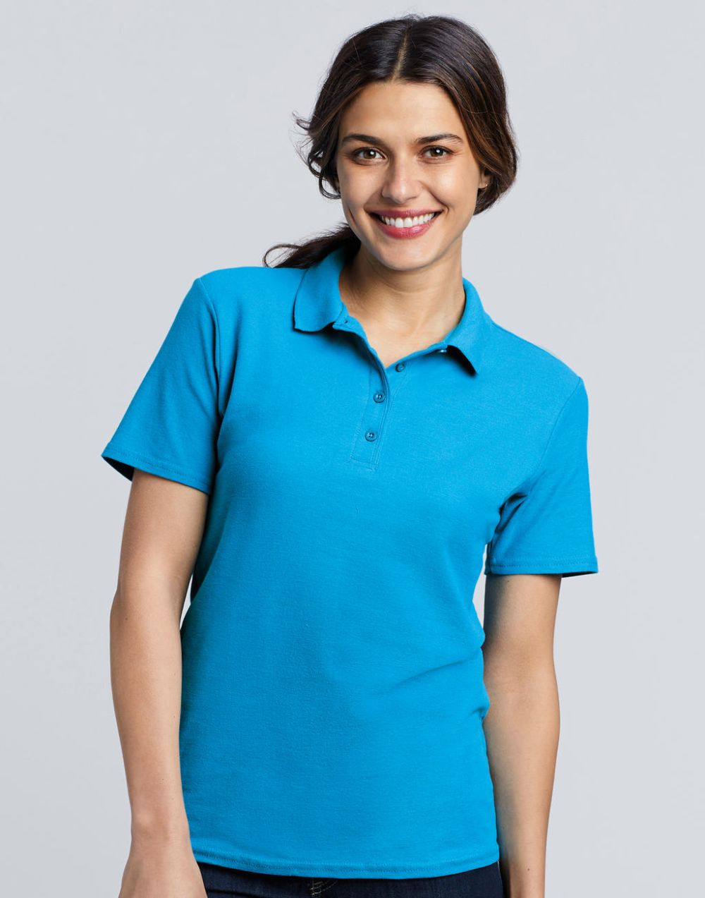 Polos manga corta gildan doble piqué softstyle® mujer con logo vista 2
