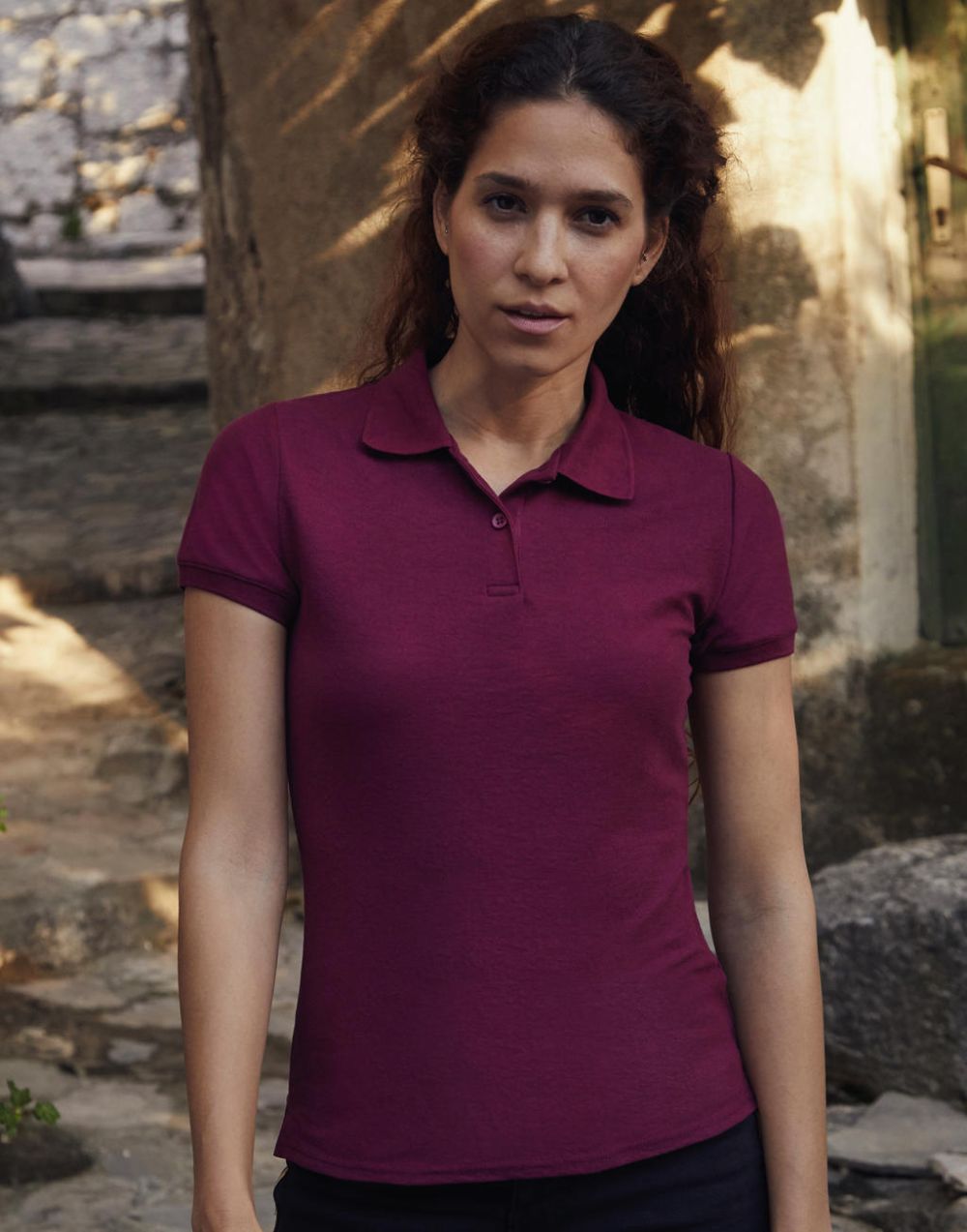Polos manga corta fruit of the loom piqué 6535 mujer con logo vista 1