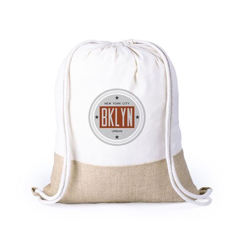Mochilas cuerdas petate badix de yute ecológico con publicidad vista 1