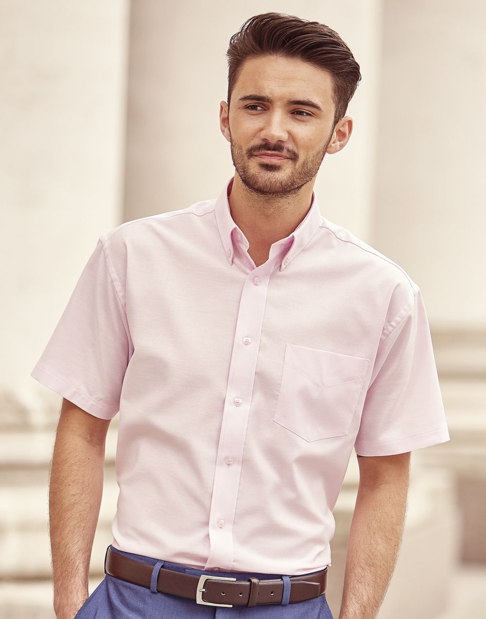 Camisas manga corta russell oxford manga corta hombre cuello con botones con impresión vista 2