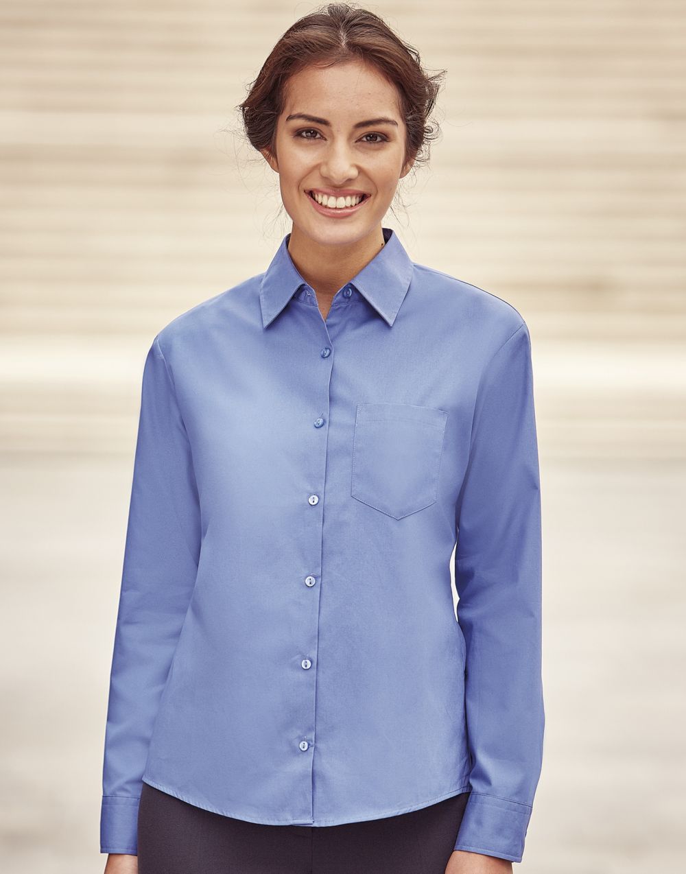 Camisas manga larga russell de mujer 100% algodón manga larga para personalizar vista 1