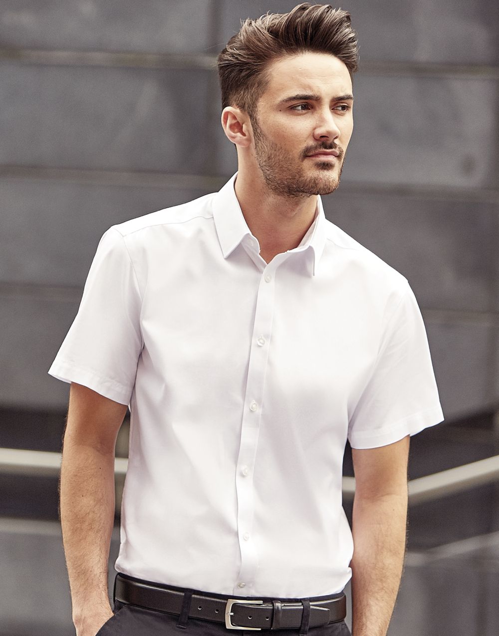 Camisas manga corta russell en espiguilla manga corta hombre con impresión vista 1