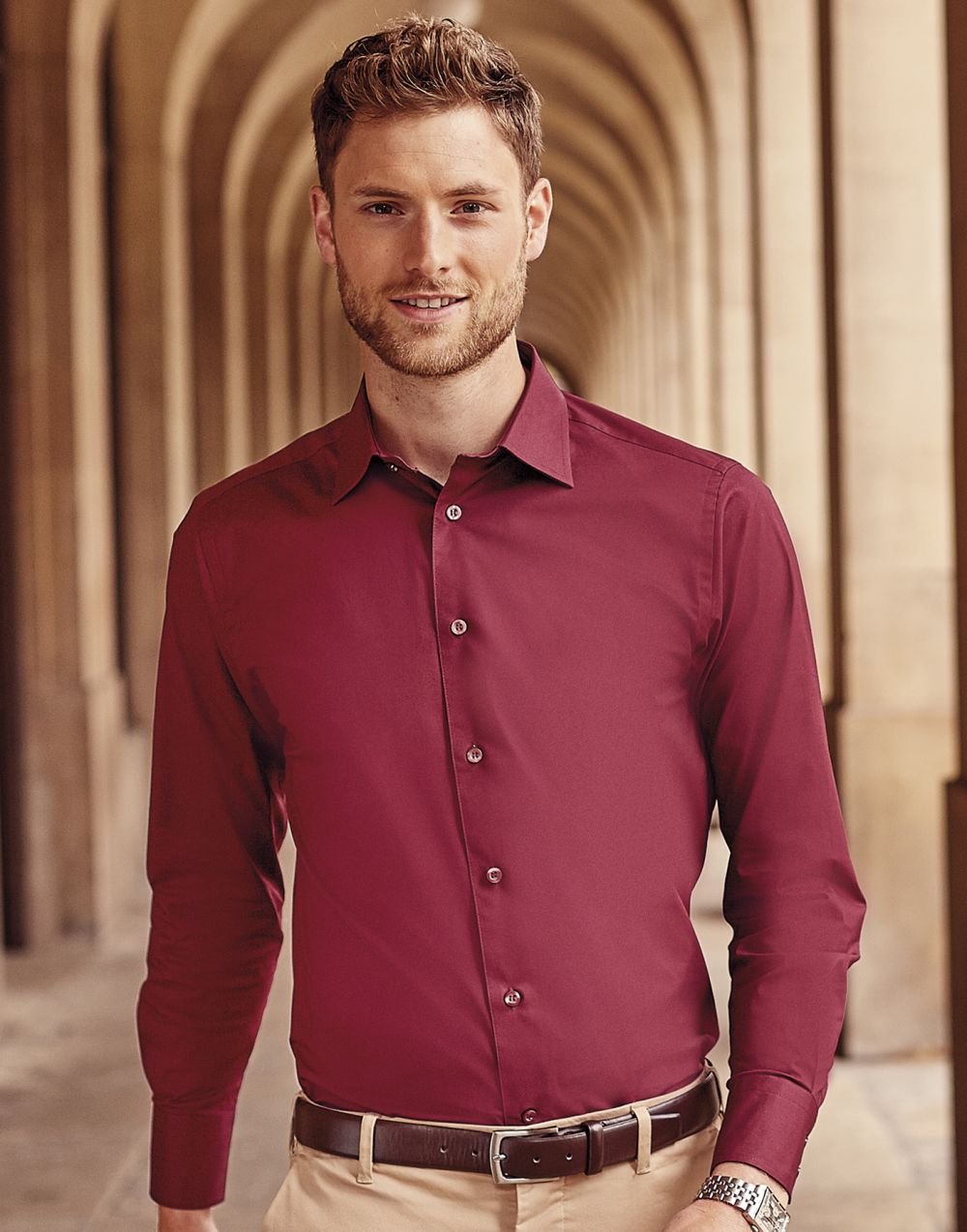 Camisas manga larga russell entallada manga larga hombre vista 1
