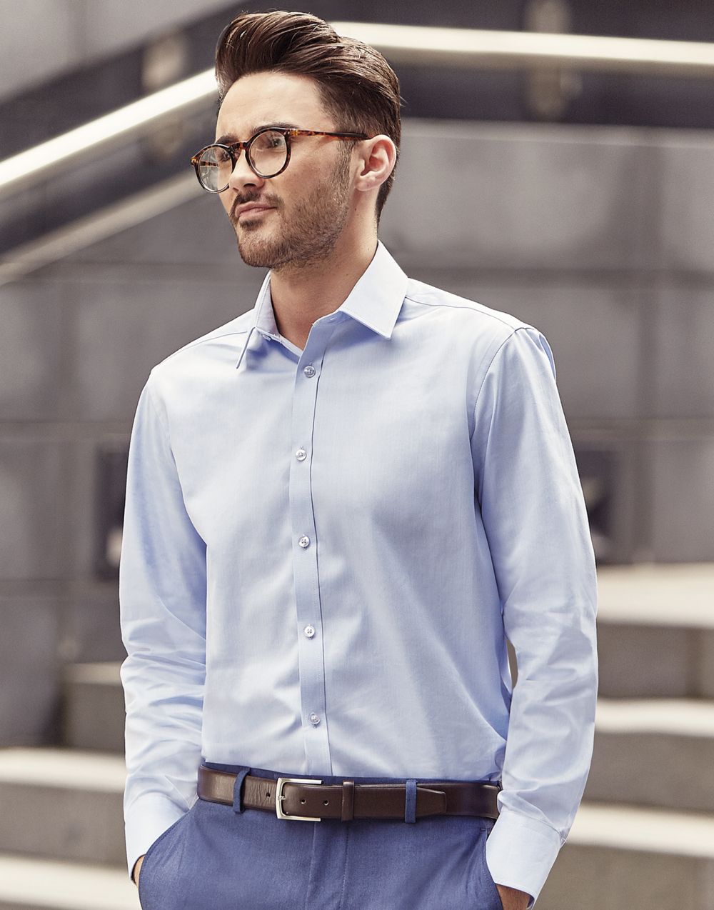 Camisas manga larga russell en espiguilla manga larga hombre vista 5