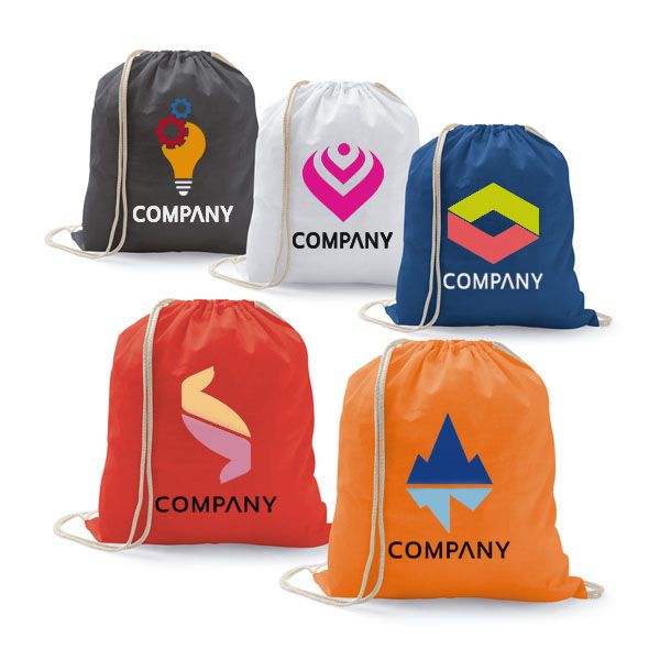 Mochilas cuerdas petate ilford de 100% algodón con logo vista 2