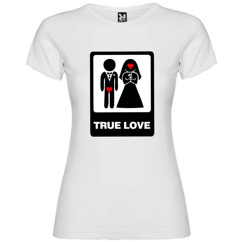 Camiseta blanca para mujer con diseÃ±o true love especial para despedidas de soltero con impresiÃ³n vista 1