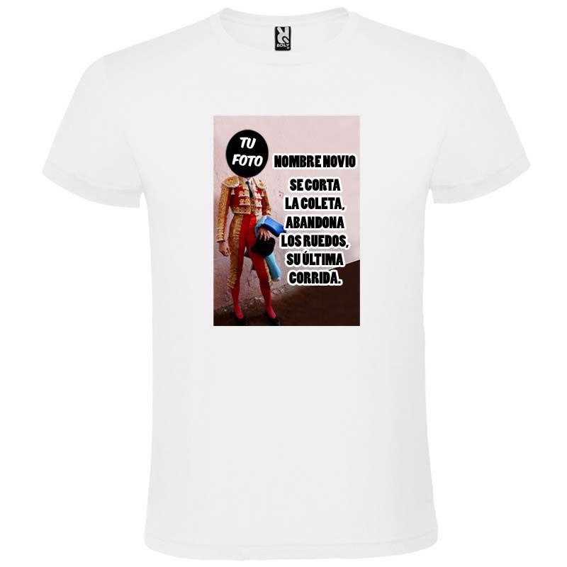 Camisetas despedida hombre blanca de manga corta torero 100% algodÃ³n con impresiÃ³n vista 1