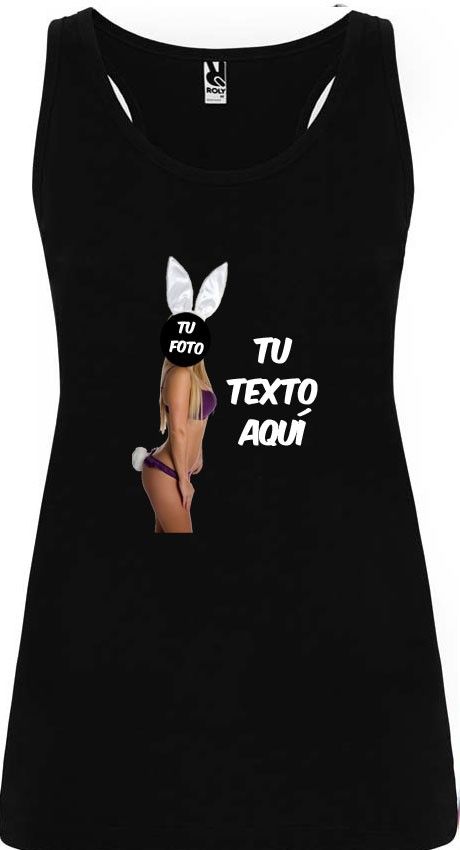 camiseta de tirantes de despedida para mujer en color con diseño de conejita con impresión vista 1