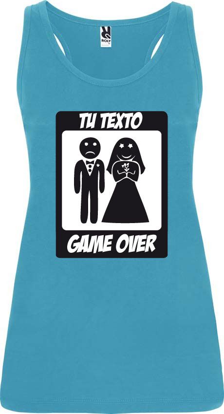 Camisetas despedida mujer de tirantes de despedida diseÃ±o game over 100% algodÃ³n con impresiÃ³n vista 1