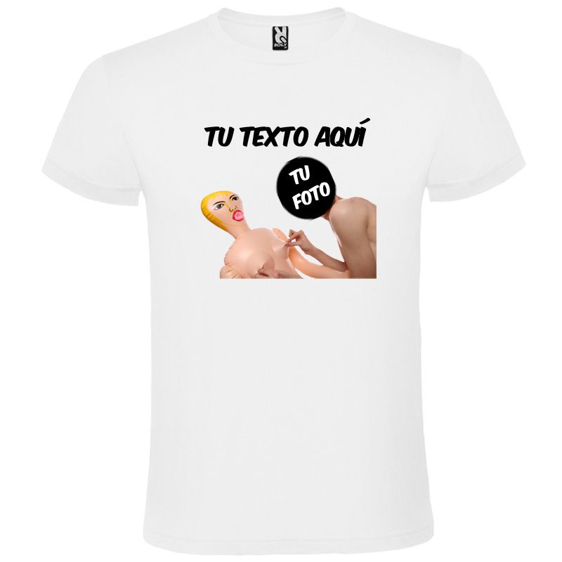 Camisetas despedida hombre blanca de manga corta con diseÃ±o de muÃ±eca hinchable 100% algodÃ³n para personalizar vista 1