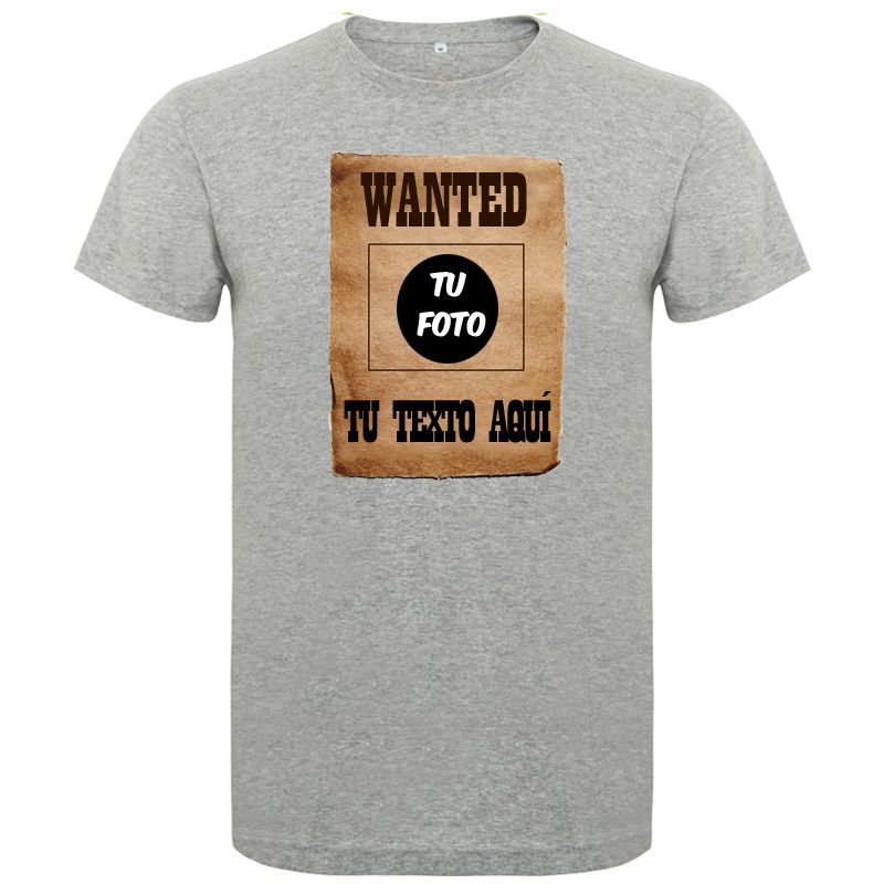 Camisetas despedida hombre de despedida estilo wanted con tu foto 100% algodÃ³n para personalizar vista 1