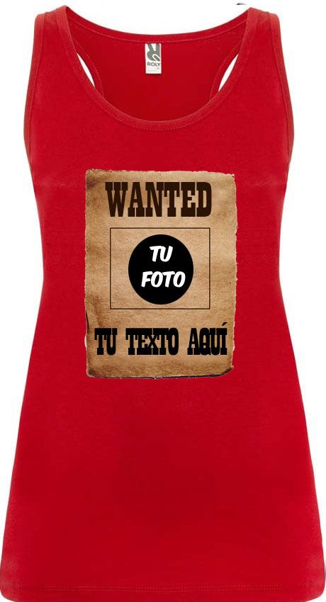 Camisetas despedida mujer de tirantes de despedida diseÃ±o wanted 100% algodÃ³n con impresiÃ³n vista 1