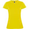 Camisetas técnicas roly montecarlo mujer de poliéster amarillo con logo vista 1