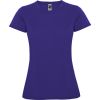 Camisetas técnicas roly montecarlo mujer de poliéster morado con logo vista 1