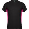 Camisetas técnicas roly tokyo de poliéster negro fucsia vista 1