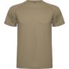 Camisetas técnicas roly montecarlo de poliéster arena oscuro con logo vista 1