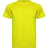 Camisetas técnicas roly montecarlo de poliéster amarillo fluor con logo vista 1