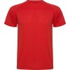 Camisetas técnicas roly montecarlo de poliéster rojo con logo vista 1