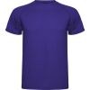 Camisetas técnicas roly montecarlo de poliéster morado con logo vista 1
