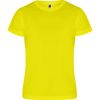 Camisetas técnicas roly camimera de poliéster amarillo con logo vista 1
