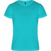 Camisetas técnicas roly camimera de poliéster turquesa con logo vista 1