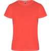 Camisetas técnicas roly camimera de poliéster coral fluor con logo vista 1