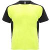 Camisetas técnicas roly bugatti de poliéster amarillo fluor negro con impresión vista 1