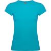 Camisetas manga corta roly bali mujer de algodon turquesa con publicidad vista 1