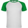 Camisetas técnicas roly indianapolis de poliéster blanco verde helecho con publicidad vista 1