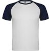 Camisetas técnicas roly indianapolis de poliéster blanco marino con publicidad vista 1