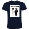 Camisetas despedida hombre de despedida en manga corta con diseño de novios bebes 100% algodón azul marino con impresión vista 1