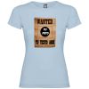 Camisetas despedida mujer para despedida de soltera cartel de se busca 100% algodón celeste vista 1