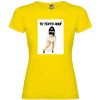 Camisetas despedida mujer para fiestas con su foto modelo novia con zapatillas 100% algodón amarillo vista 1