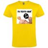 Camisetas despedida hombre de manga corta con diseño de muñeca hinchable 100% algodón amarillo con impresión vista 1