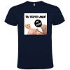 Camisetas despedida hombre de manga corta con diseño de muñeca hinchable 100% algodón azul marino con impresión vista 1