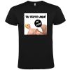 Camisetas despedida hombre de manga corta con diseño de muñeca hinchable 100% algodón negro con impresión vista 1