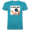 Camisetas despedida hombre de manga corta con diseño de muñeca hinchable 100% algodón turquesa con impresión vista 1