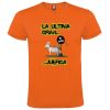 Camisetas despedida hombre blanca lema la última gran juerga 100% algodón naranja vista 1