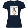 Camisetas despedida mujer ajustada con diseño de novia con bate para poner tu foto 100% algodón azul marino vista 1