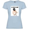 Camisetas despedida mujer ajustada con diseño de novia con bate para poner tu foto 100% algodón celeste vista 1