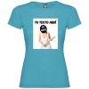 Camisetas despedida mujer ajustada con diseño de novia con bate para poner tu foto 100% algodón turquesa vista 1