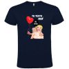 Camisetas despedida hombre con diseño troquelado de muñeca hinchable y globo 100% algodón azul marino vista 1
