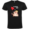 Camisetas despedida hombre con diseño troquelado de muñeca hinchable y globo 100% algodón negro vista 1