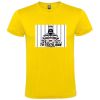 Camisetas despedida hombre con imagen de presidiario 100% algodón amarillo con impresión vista 1