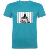 Camisetas despedida hombre con imagen de presidiario 100% algodón turquesa con impresión vista 1