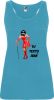 camiseta de tirantes de despedida para mujer en color con diseño de diablesa turquesa con impresión vista 1