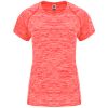 Camisetas técnicas roly austin mujer de poliéster coral fluor vigore con logo vista 1